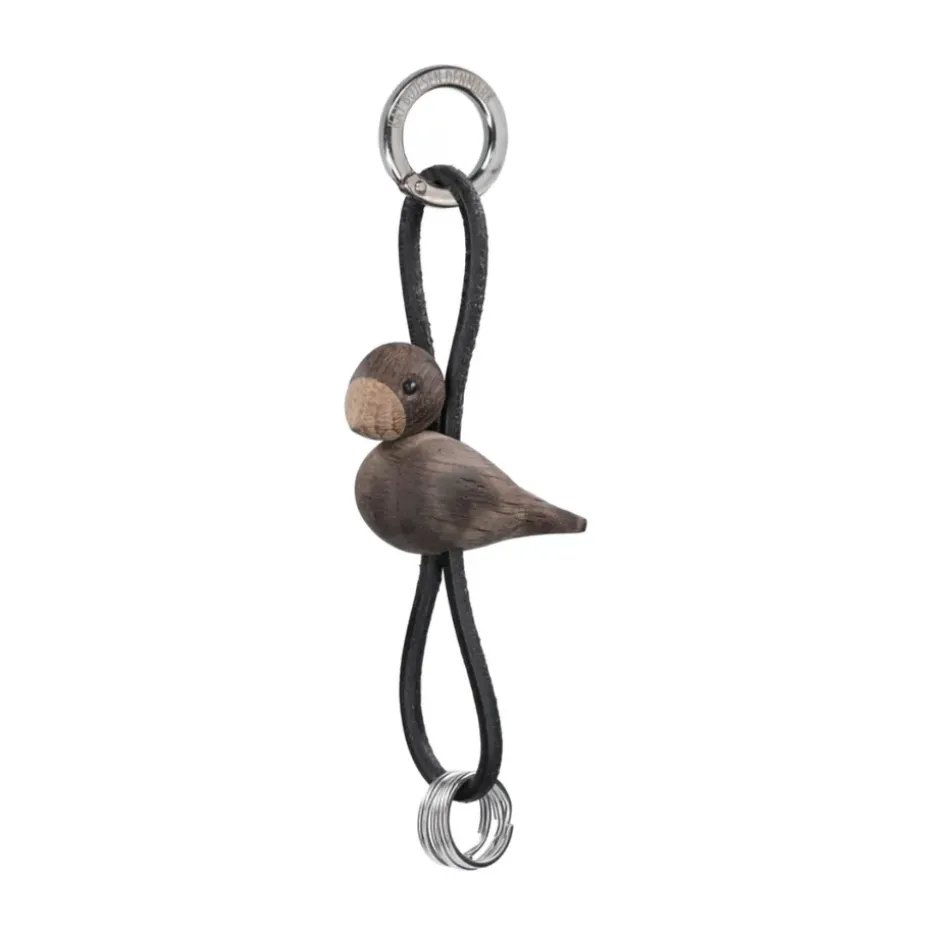 Llavero de pájaro Kaj Bojesen, Roble ahumado, cuero negro
