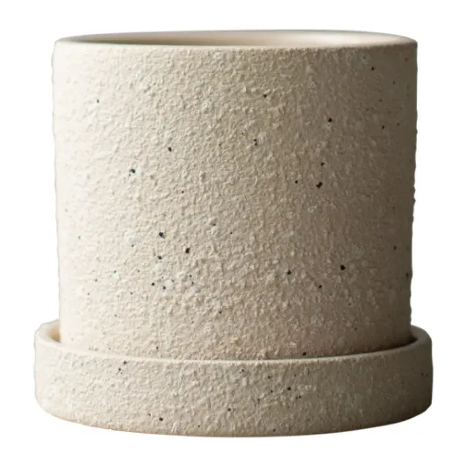 Maceta Ø10 cm con platillo Grow, Creme structure