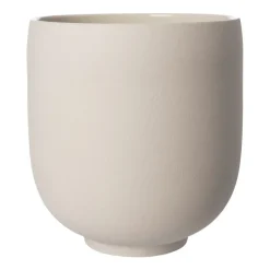 Maceta con pie Ernst blanco natural, H28 cm Ø26 cm