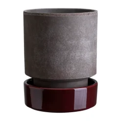 Maceta Hoff, Ø18 cm, Raw Grey-Deep Burgundy