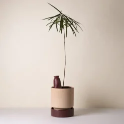 Maceta Hoff, Ø18 cm, Raw Rosa-Deep Burgundy