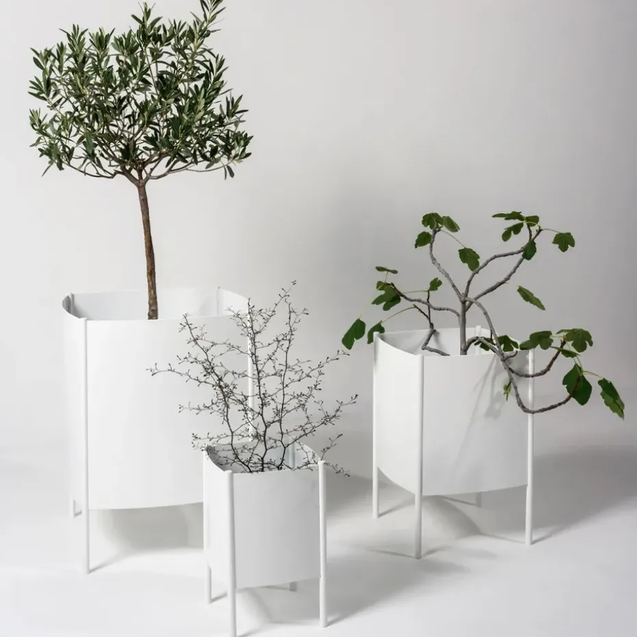 Maceta Konvex Pot, Blanco, pequeña Ø23 cm