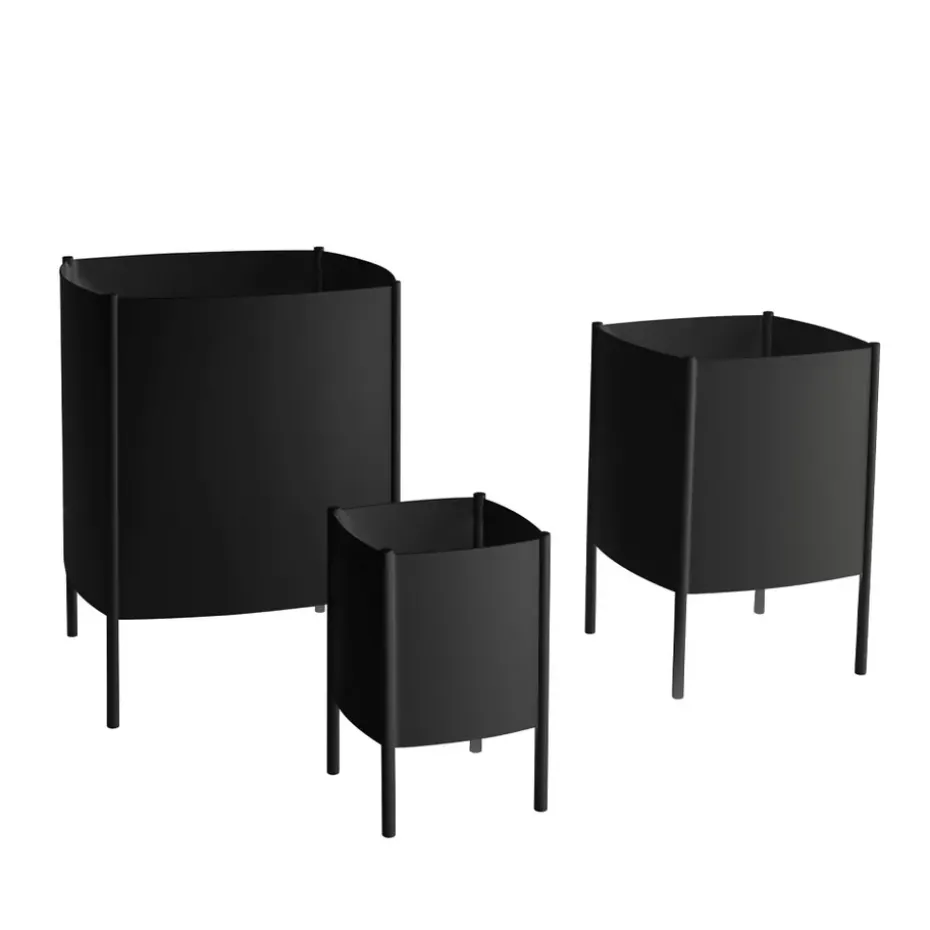 Maceta Konvex Pot, Negro, pequeña Ø23 cm