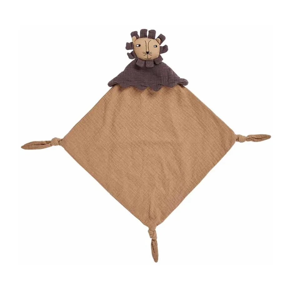Manta con peluche Lobo Lion 40x40 cm, Caramel