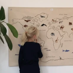 Mapa de tela The world, Offwhite