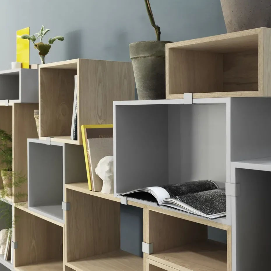 Módulo de estantería Stacked 2.0 abierto, mediano, roble