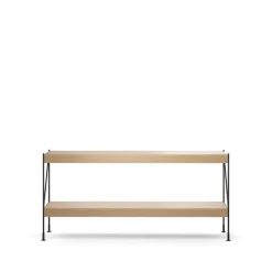 Módulo de estantería Zet, Natural oak, 1x2, black steel base