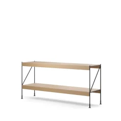 Módulo de estantería Zet, Natural oak, 1x2, black steel base