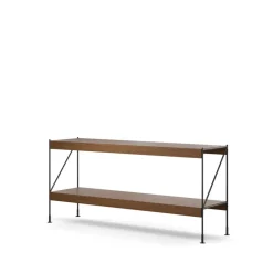 Módulo de estantería Zet, Oak dark stained, 1x2, black steel base