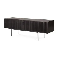 Mueble para TV Roller Max, Lackad teak-negro-2 puertas