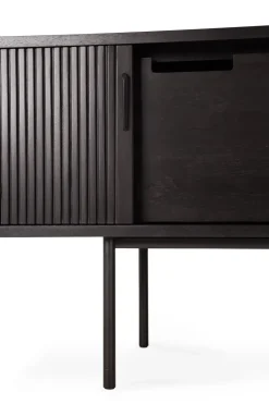 Mueble para TV Roller Max, Lackad teak-negro-2 puertas
