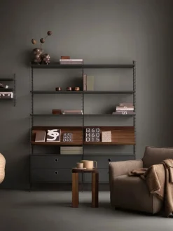 Panel de pared String, Gris oscuro, 50x20 cm, paquete de 1