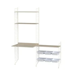Panel de suelo String, Beige, 200x30 cm, paquete de 2