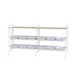 Panel de suelo String, Beige, 85x30 cm, paquete de 1