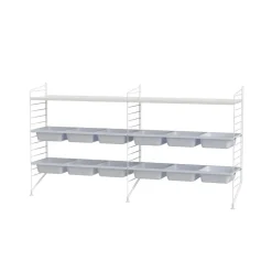 Panel de suelo String, Blanco, 85x30 cm, paquete de 2