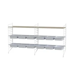 Panel de suelo String, Blanco, 85x30 cm, paquete de 2