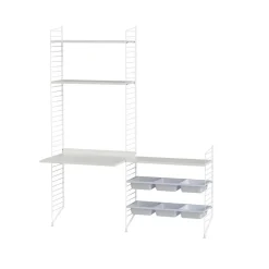 Panel de suelo String, Blanco, 200x30 cm, paquete de 2