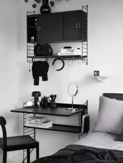 Panel de suelo String, Negro, 85x30cm, paquete de 1