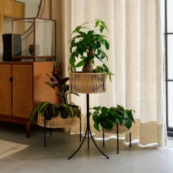 Pedestal para plantas Umanoff ratán-acero, h69 cm Ø36,5 cm