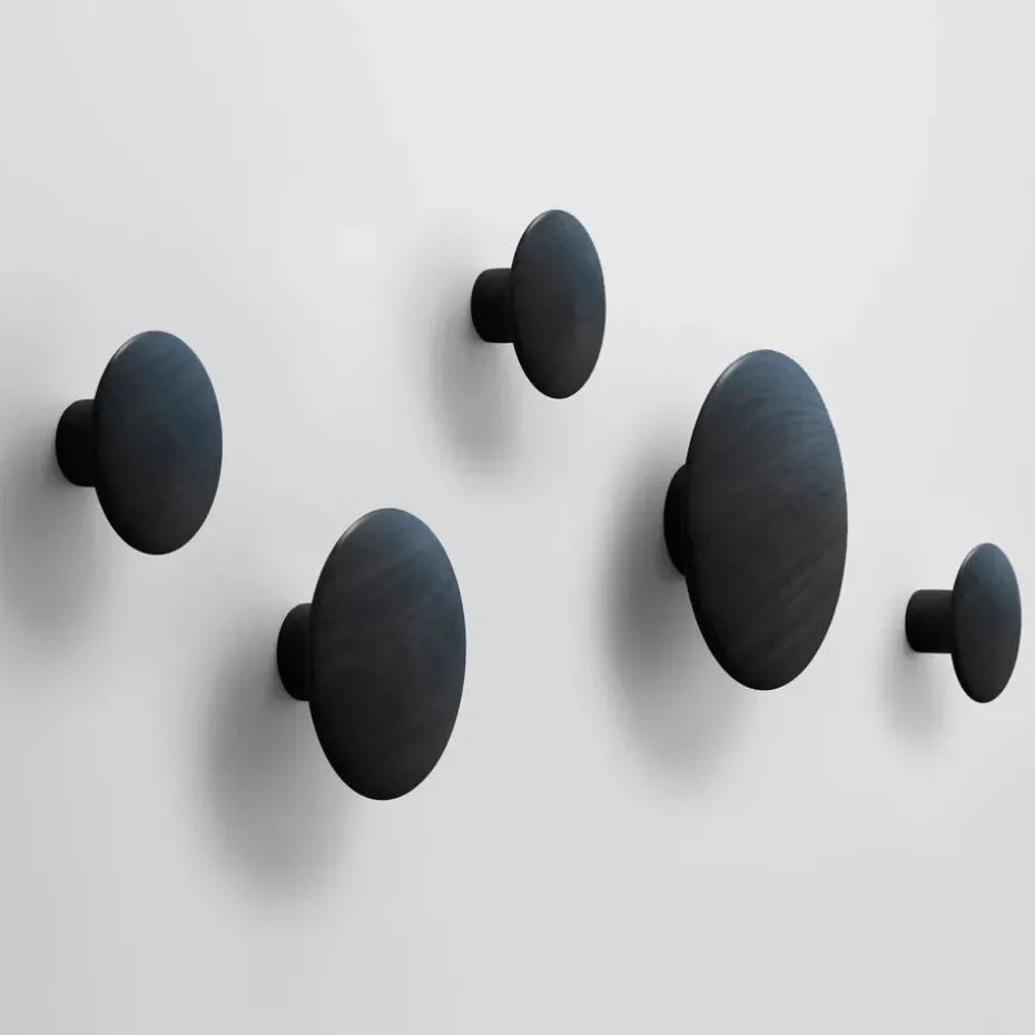 Perchero de pared The Dots, negro, extra pequeño
