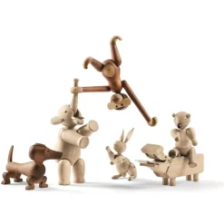 Perro de madera 18,5 cm, nogal
