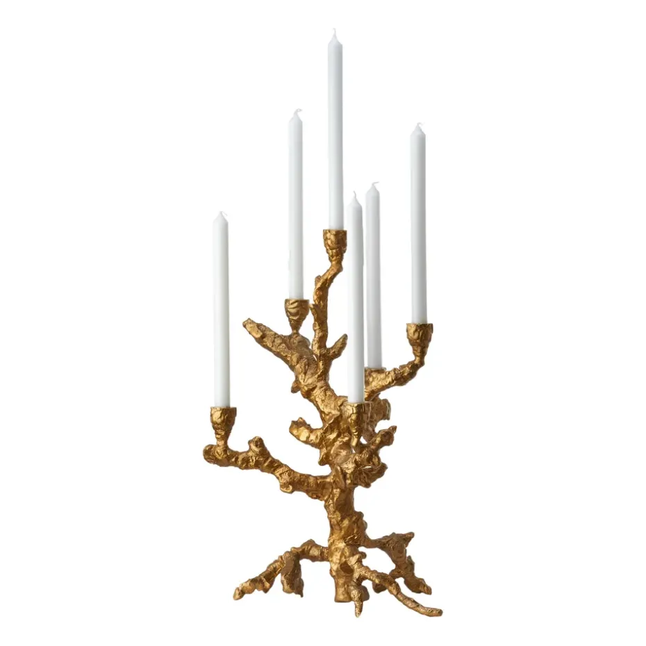 Portavelas Apple tree L 53 cm, Dorado
