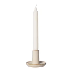 Portavelas blanco natural Ernst, Ø9x6 cm