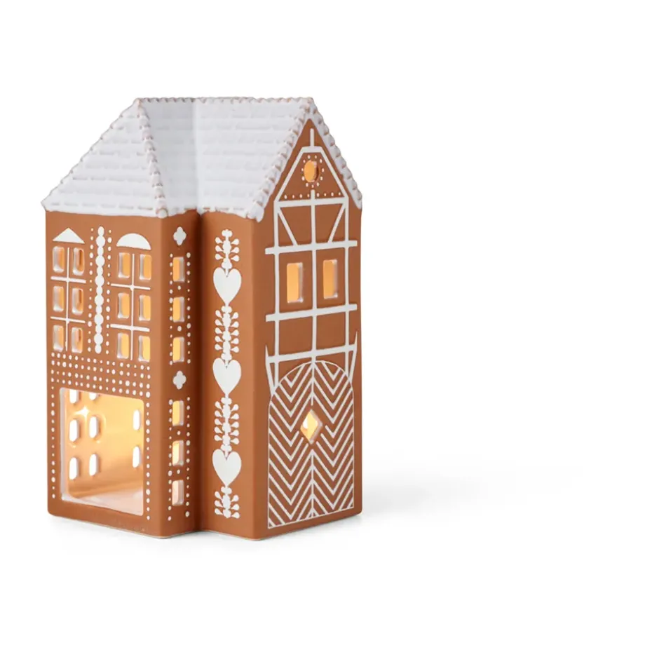 Portavelas Gingerbread grande 17 cm, Marrón