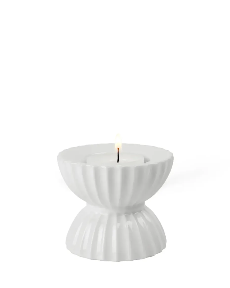 Portavelas Lyngby Tura Ø8 cm, blanco