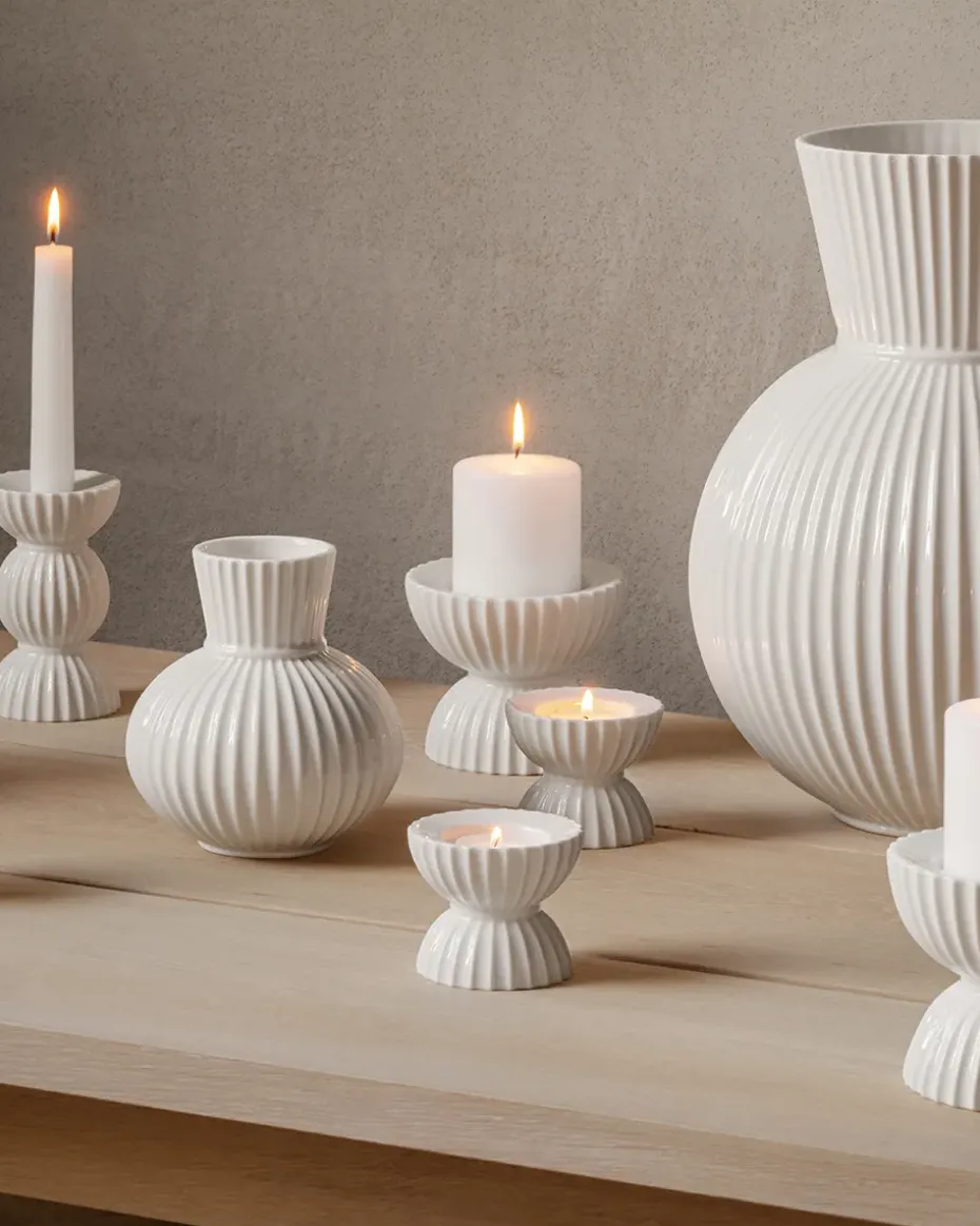 Portavelas Lyngby Tura Ø8 cm, blanco