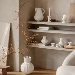Portavelas Lyngby Tura Ø8 cm, blanco