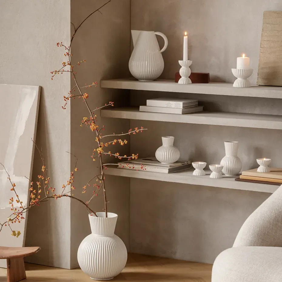 Portavelas Lyngby Tura Ø8 cm, blanco