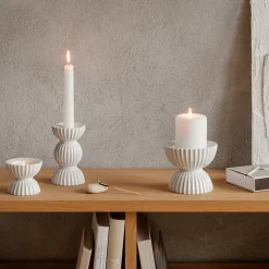 Portavelas Lyngby Tura Ø8 cm, blanco