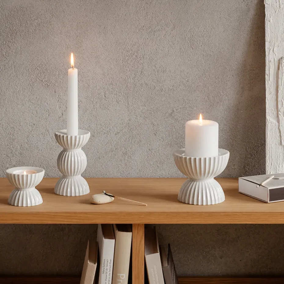 Portavelas Lyngby Tura Ø8 cm, blanco