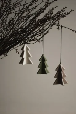 Árbol colgante de invierno 7 cm, Beige