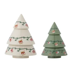 Árboles de decoración navideña 2 piezas, Beige-verde
