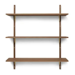Repisa Sector triple wide, Smoked Oak, brass