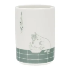 Soporte para cepillos de dientes Mumin, Hora del baño verde-blanco