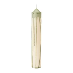 Vela cilíndrica Dryp, Verde Té, 30 cm