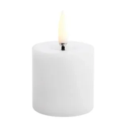 Vela gruesa Uyuni LED derretida, Blanco, Ø5x4,5 cm