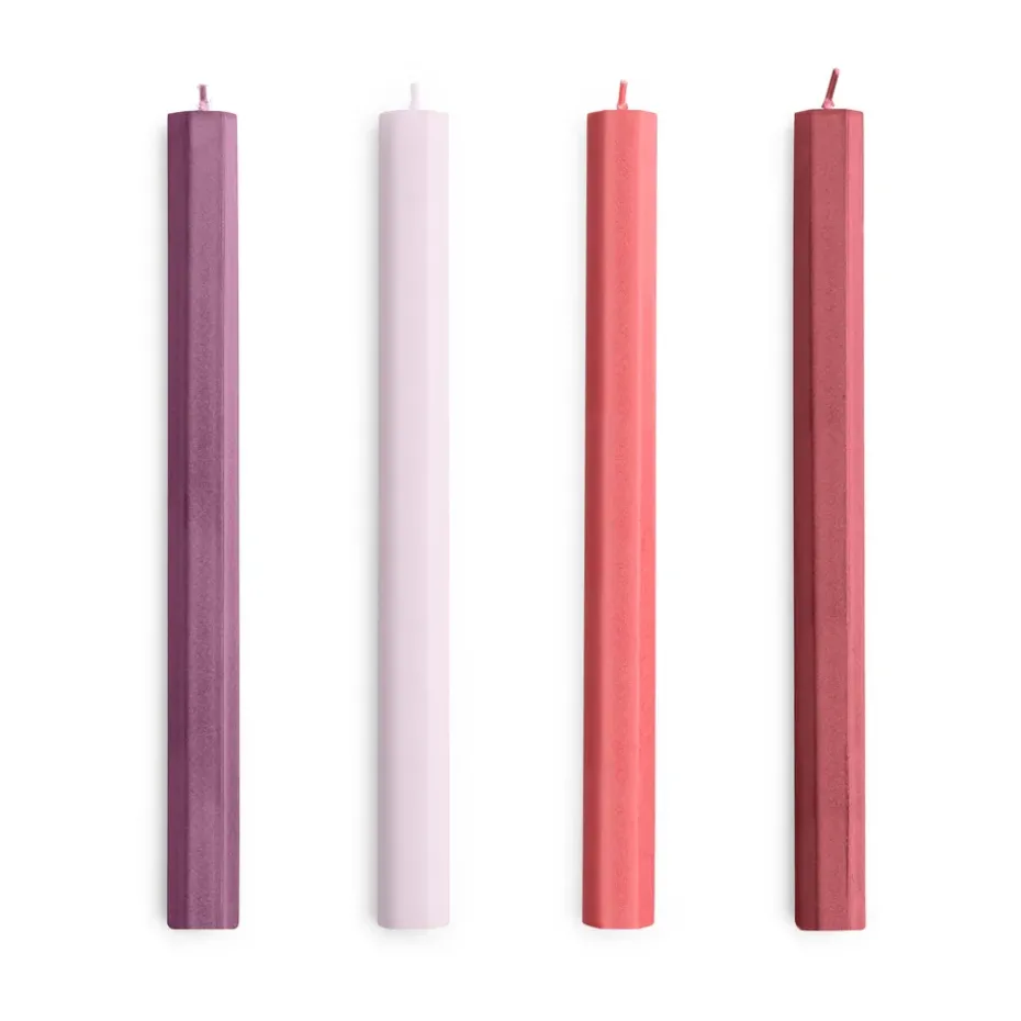 Vela Hexagon Candle mix 4-pack, Reds-bordeaux