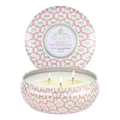 Vela perfumada Maison Blanc 3-wick Tin 40 horas, Saijo Persimmon