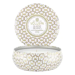 Vela perfumada Maison Blanc 3-wick Tin 40 horas, Suede Blanc