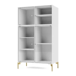 Vitrina Ripple III 69,6x117,6x38 cm, NewWhite-ben brass