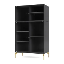Vitrina Ripple III 69,6x117,6x38 cm, Anthracite-ben brass