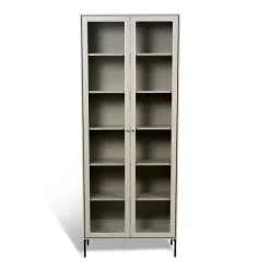 Vitrina Volt 190 cm beige, Detalles en negro