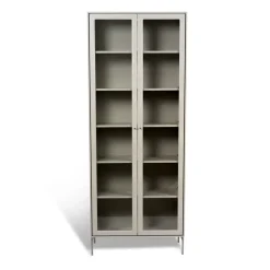 Vitrina Volt 190 cm beige, Detalles en acero inoxidable