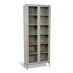 Vitrina Volt 190 cm beige, Detalles en acero inoxidable