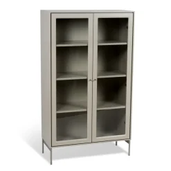 Vitrina Volt 130 cm beige, Detalles en acero inoxidable